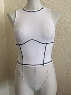 Aritzia Sunday Best Dove Tank Top Casual Bustier Stitch White Black XXS